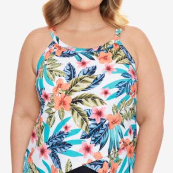 NWT Swim Solutions Women’s Hi Neck Tankini Top SIZE 24W PLUS SIZE NEW WITH TAGS - Picture 1 of 11